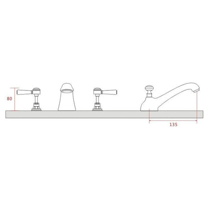 Fontana Courchevel Dual Handle Deck Mounted Chrome Faucet