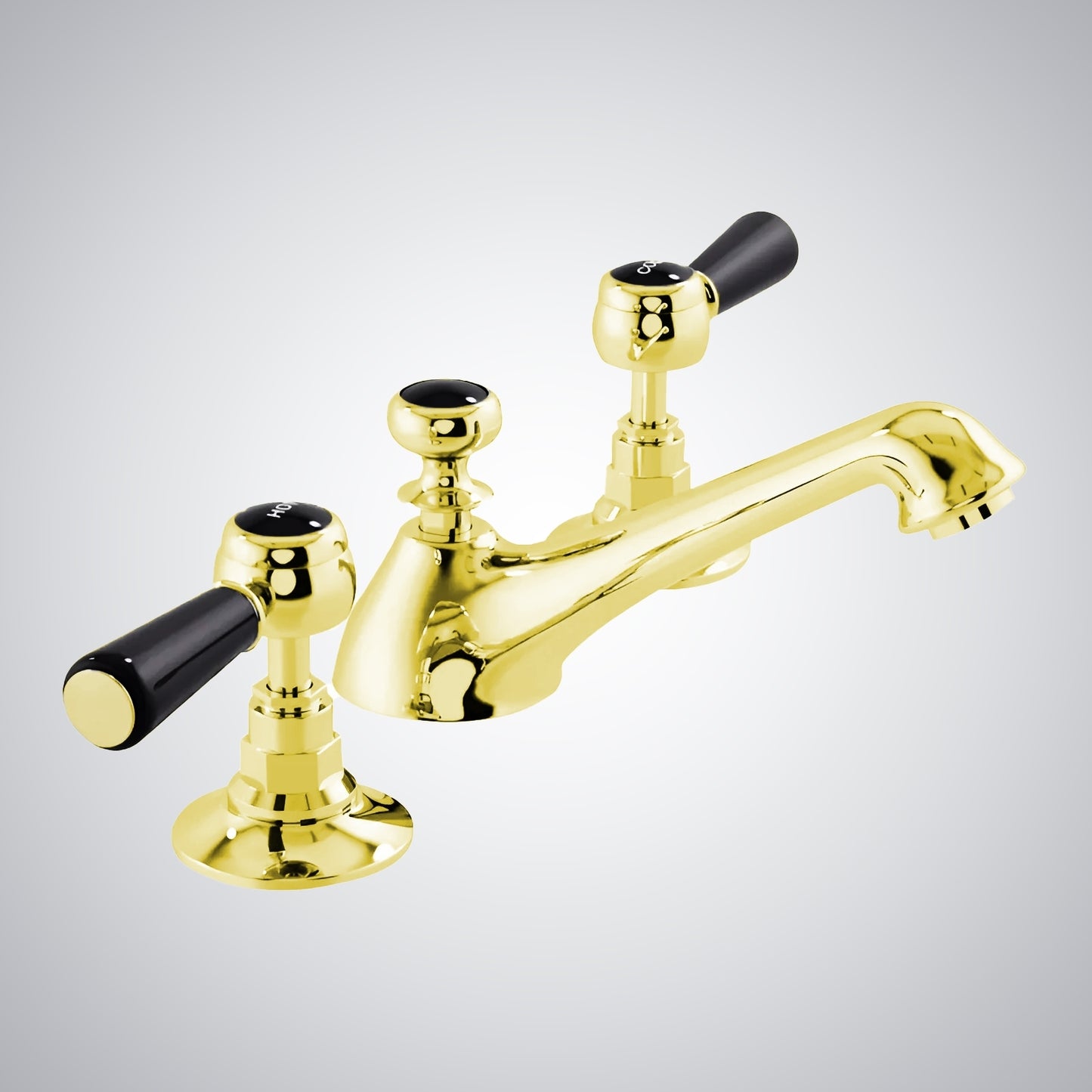 Fontana Courchevel Dual Handle Deck Mounted Gold Faucet