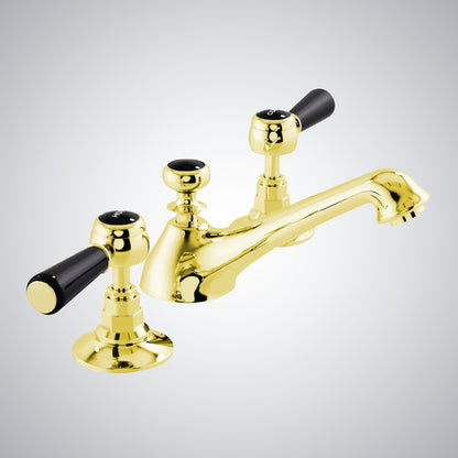 Fontana Courchevel Dual Handle Deck Mounted Gold Faucet