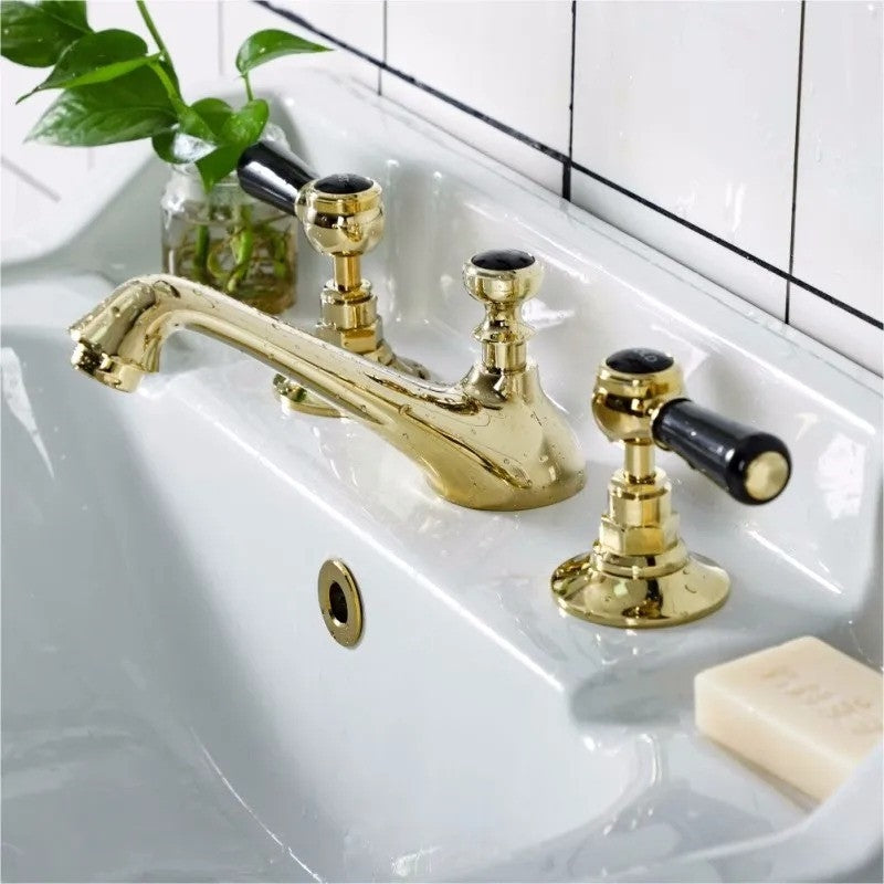 Fontana Courchevel Dual Handle Deck Mounted Gold Faucet