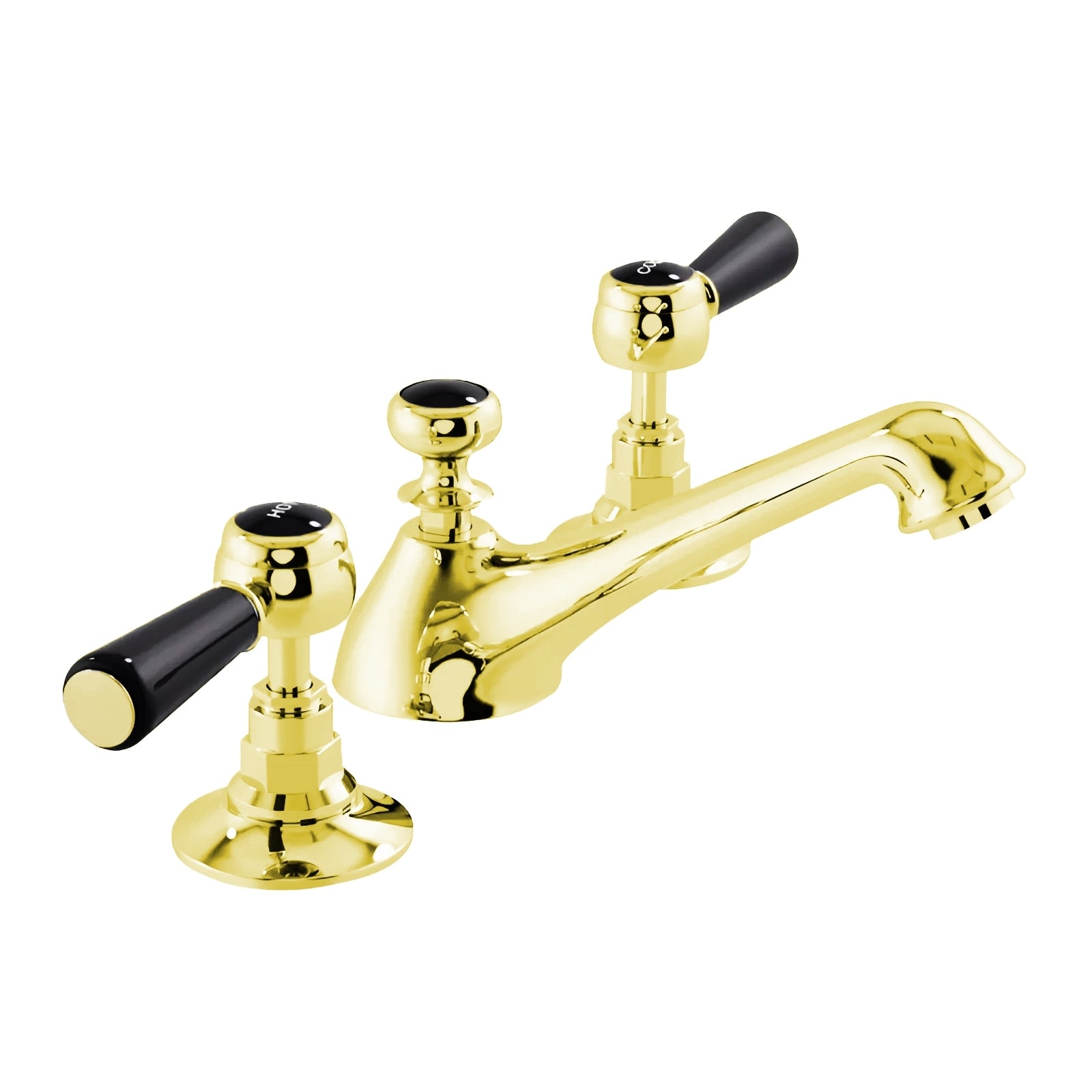 Fontana Courchevel Dual Handle Deck Mounted Gold Faucet