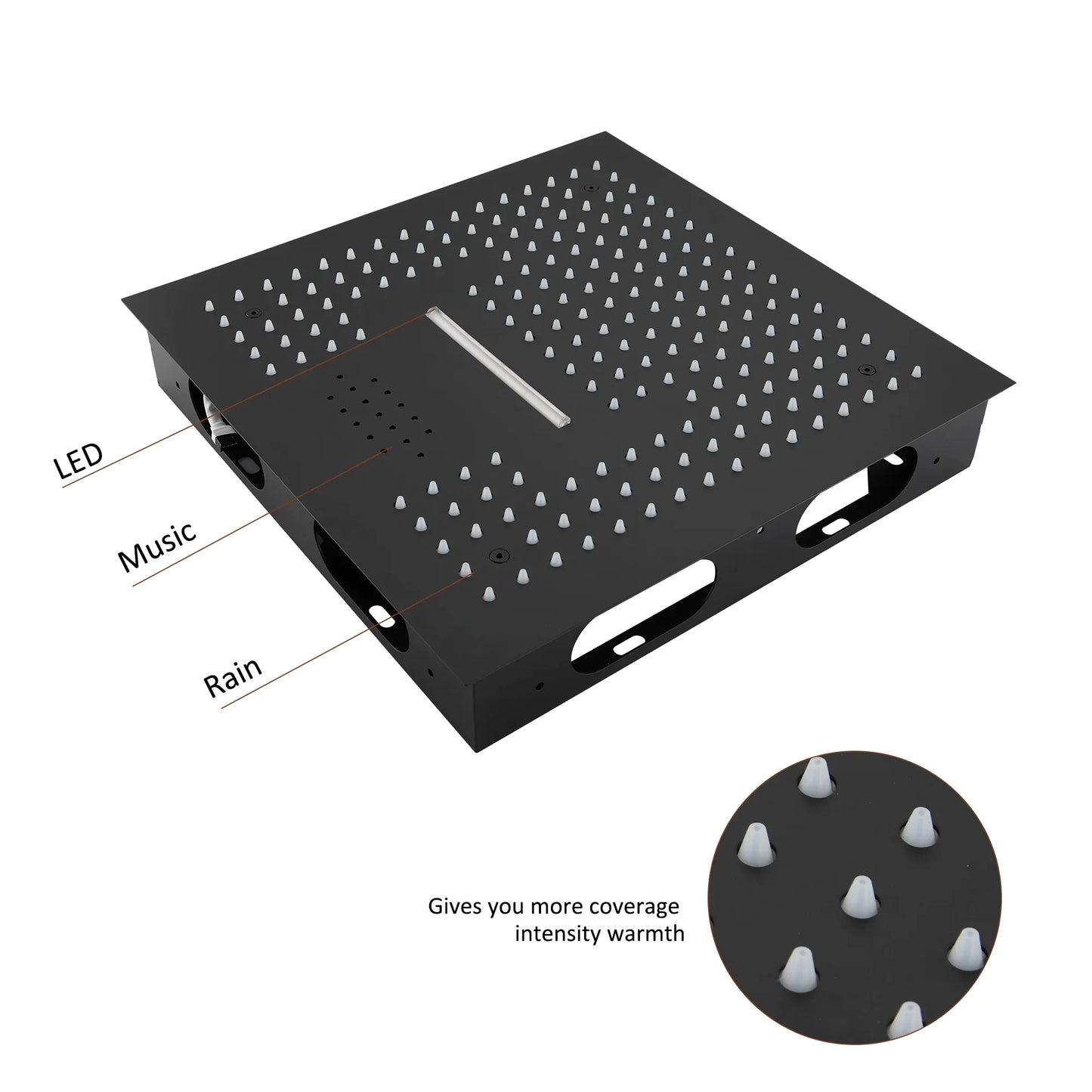 Fontana Cuenca 2.5 GPM Multifunctional LED Music Matte Black Ceiling Mounted Shower Head