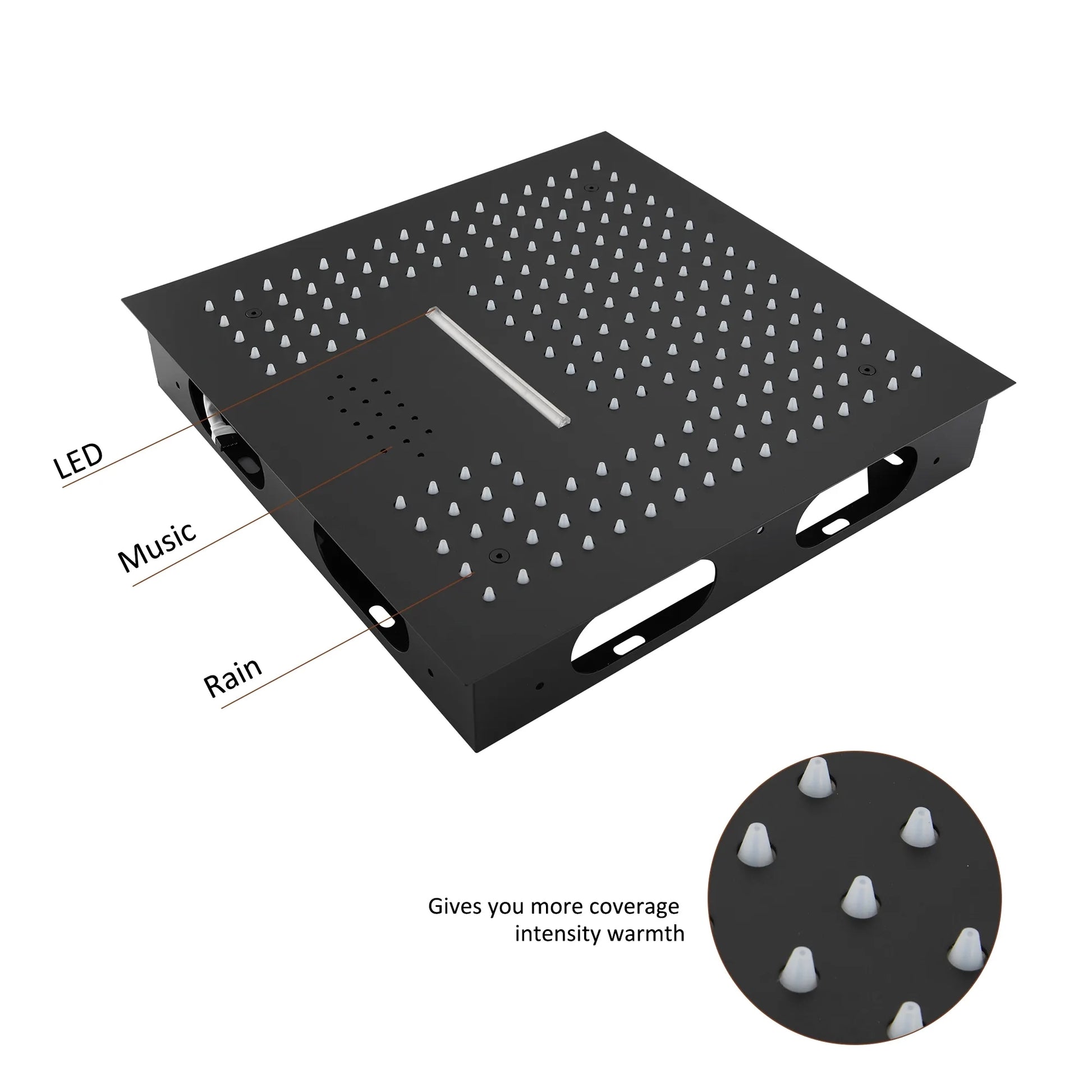 Fontana Cuenca 2.5 GPM Multifunctional LED Music Matte Black Ceiling Mounted Shower Head