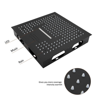 Fontana Cuenca 2.5 GPM Multifunctional LED Music Matte Black Ceiling Mounted Shower Head