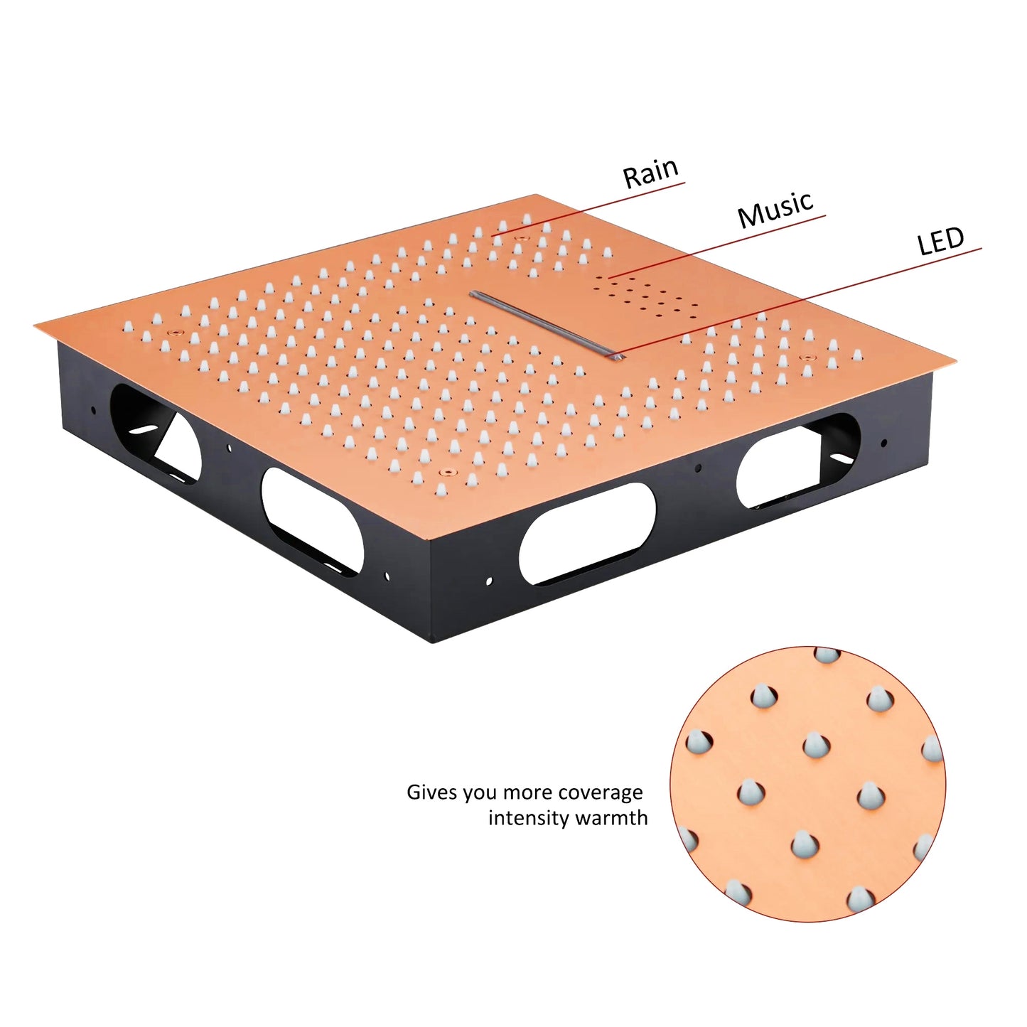 Fontana Cuenca 2.5 GPM Multifunctional LED Music Rose Gold Ceiling Mounted Shower Head