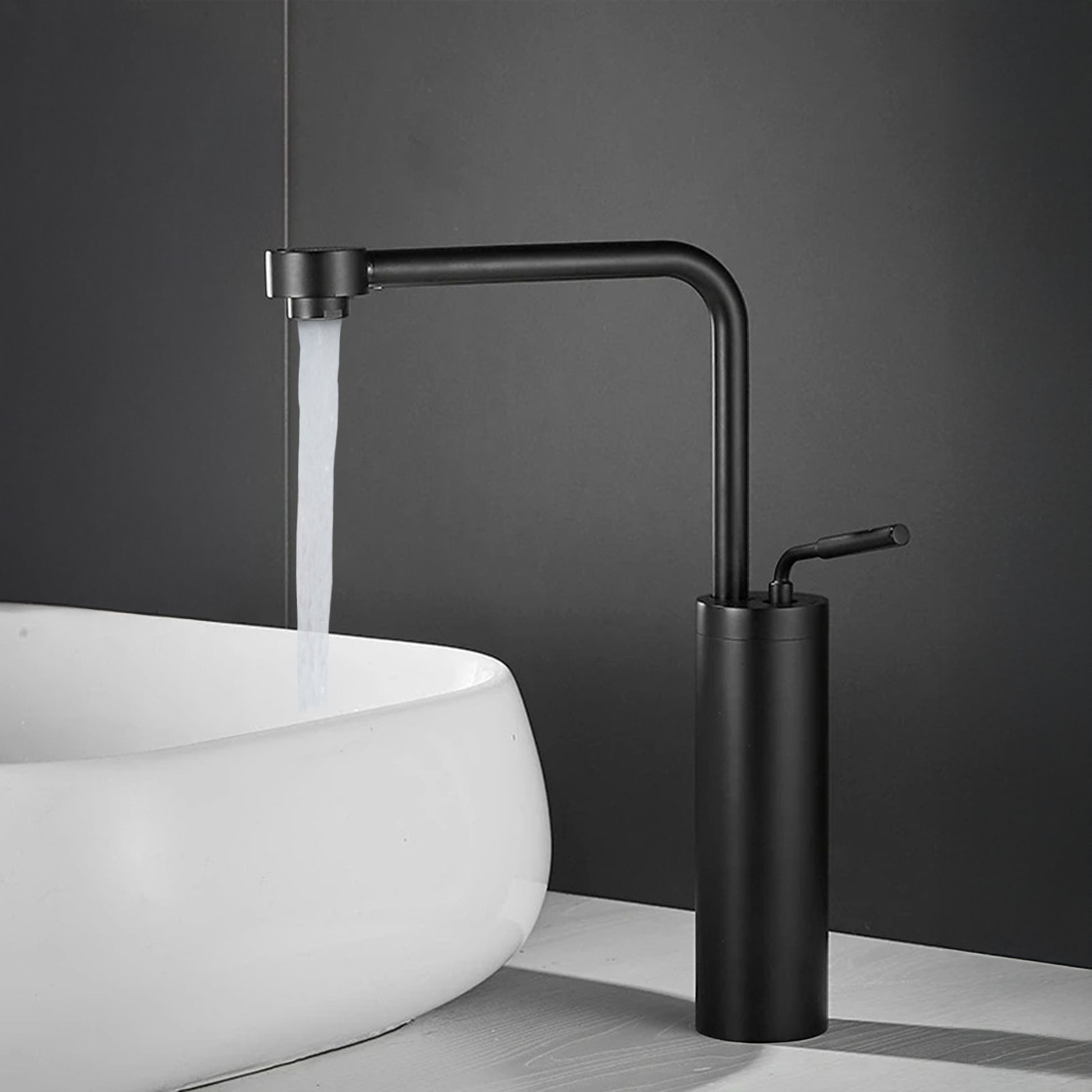 Fontana Denia Modern Single Handle Deck Mounted Matte Black Faucet