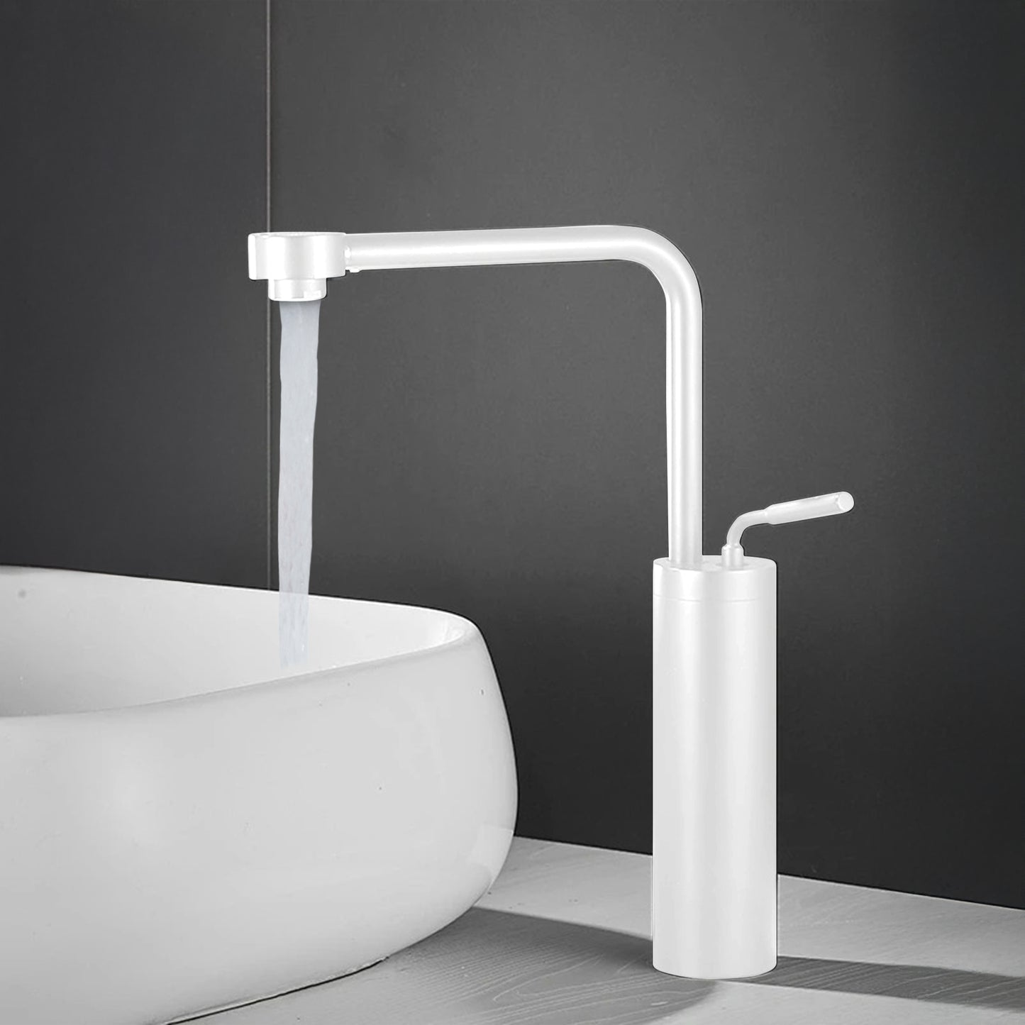 Fontana Denia Modern Single Handle Deck Mounted Matte White Faucet