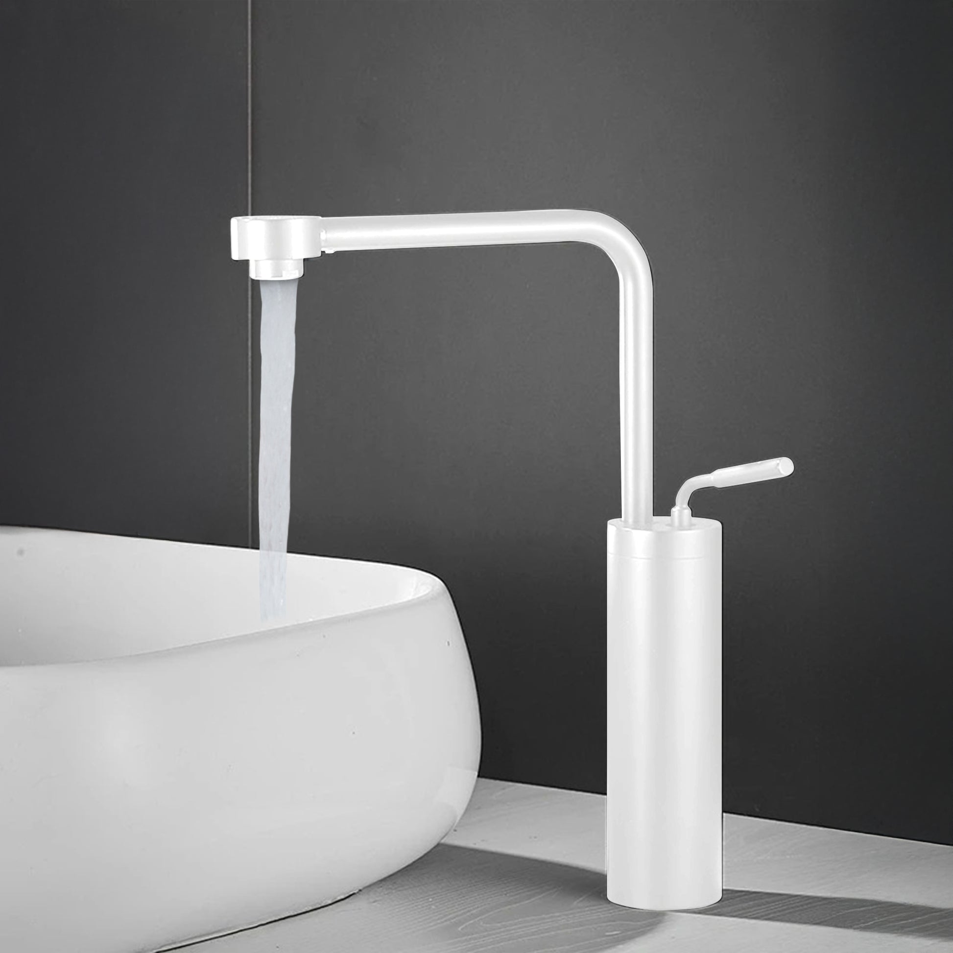 Fontana Denia Modern Single Handle Deck Mounted Matte White Faucet
