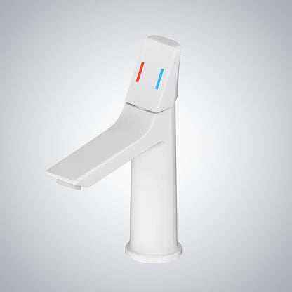 Fontana Digne-Les-Bains Single Handle Stainless Steel Deck Mounted White Basin Faucet