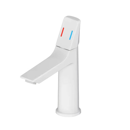 Fontana Digne-Les-Bains Single Handle Stainless Steel Deck Mounted White Basin Faucet