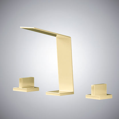 Fontana Duronia Deck Mounted Dual Handle Brushed Gold Sink Faucet