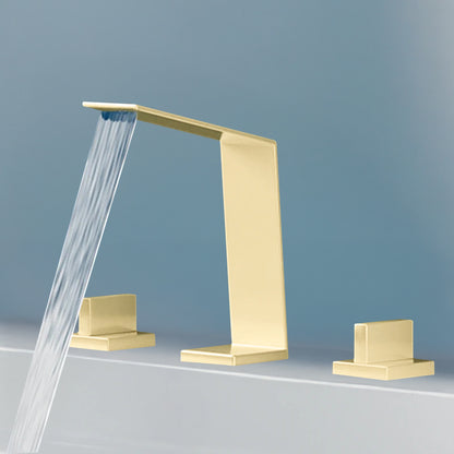 Fontana Duronia Deck Mounted Dual Handle Brushed Gold Sink Faucet
