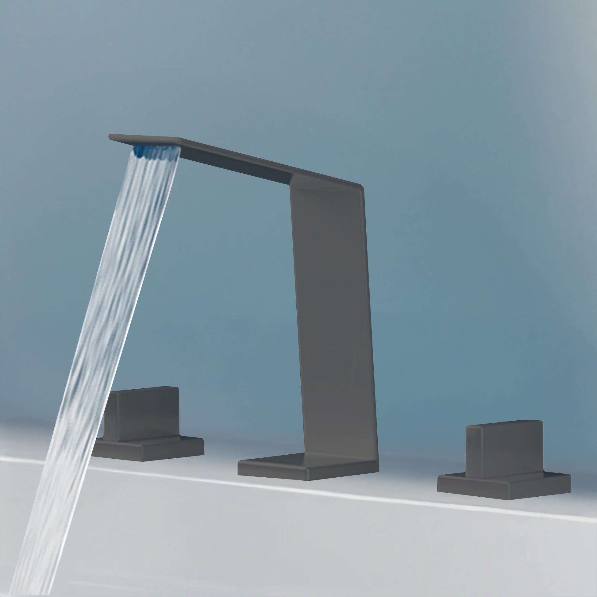 Fontana Duronia Deck Mounted Dual Handle Gun Metal Gray Sink Faucet