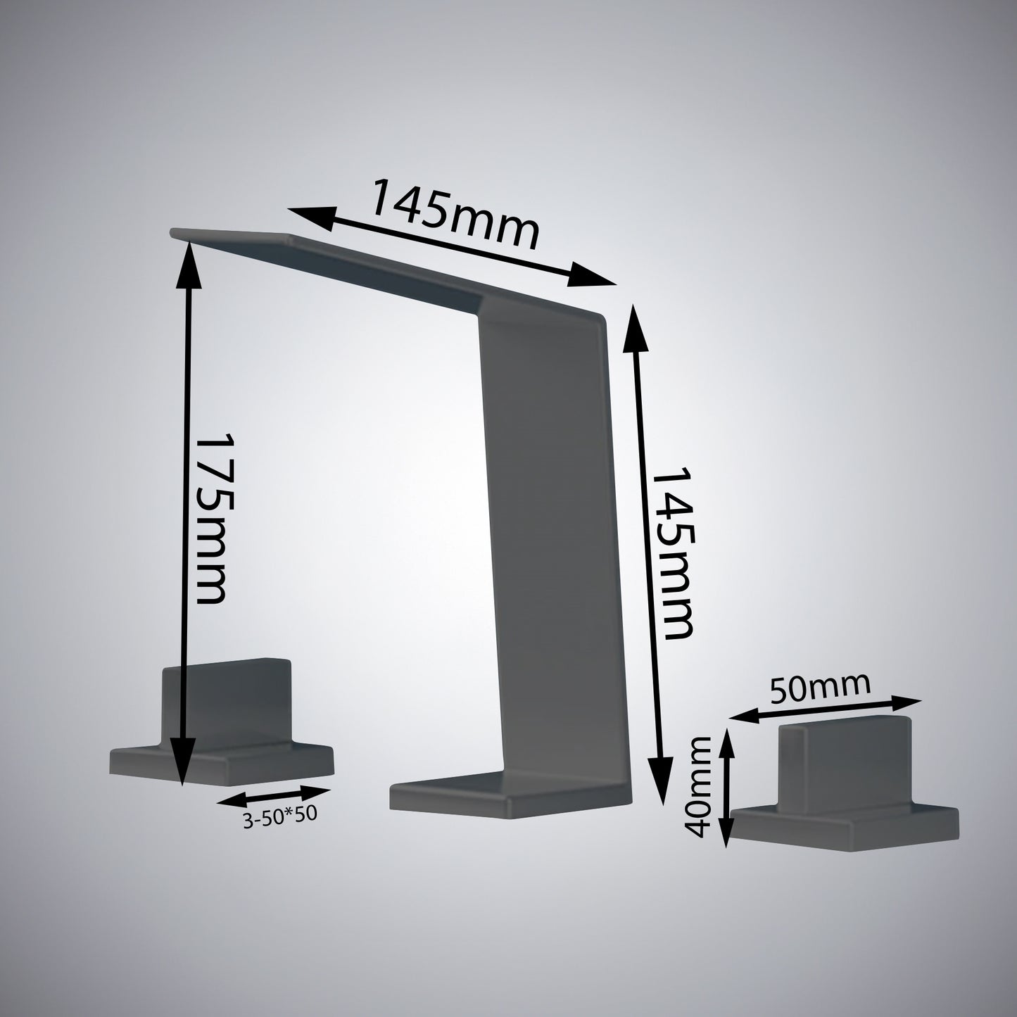 Fontana Duronia Deck Mounted Dual Handle Gun Metal Gray Sink Faucet