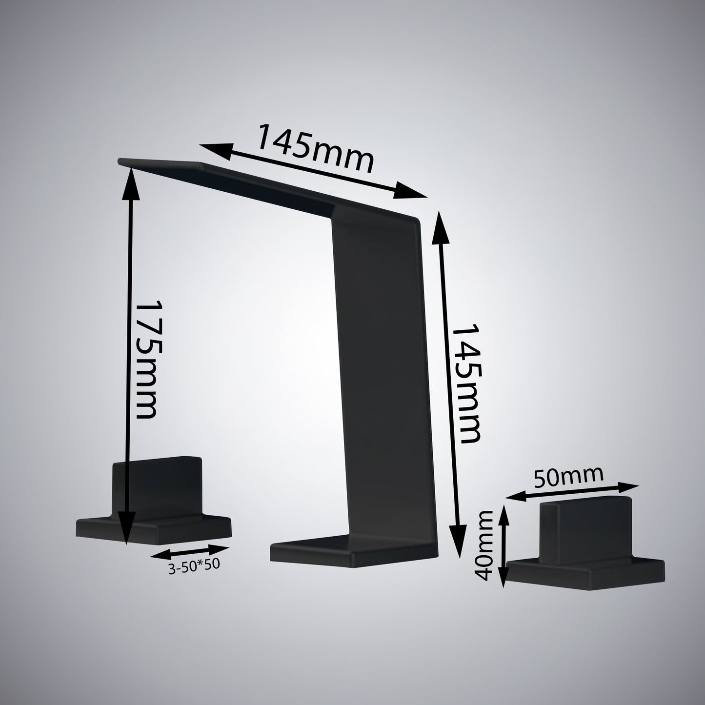 Fontana Duronia Deck Mounted Dual Handle Matte Black Sink Faucet