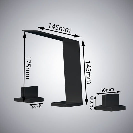 Fontana Duronia Deck Mounted Dual Handle Matte Black Sink Faucet
