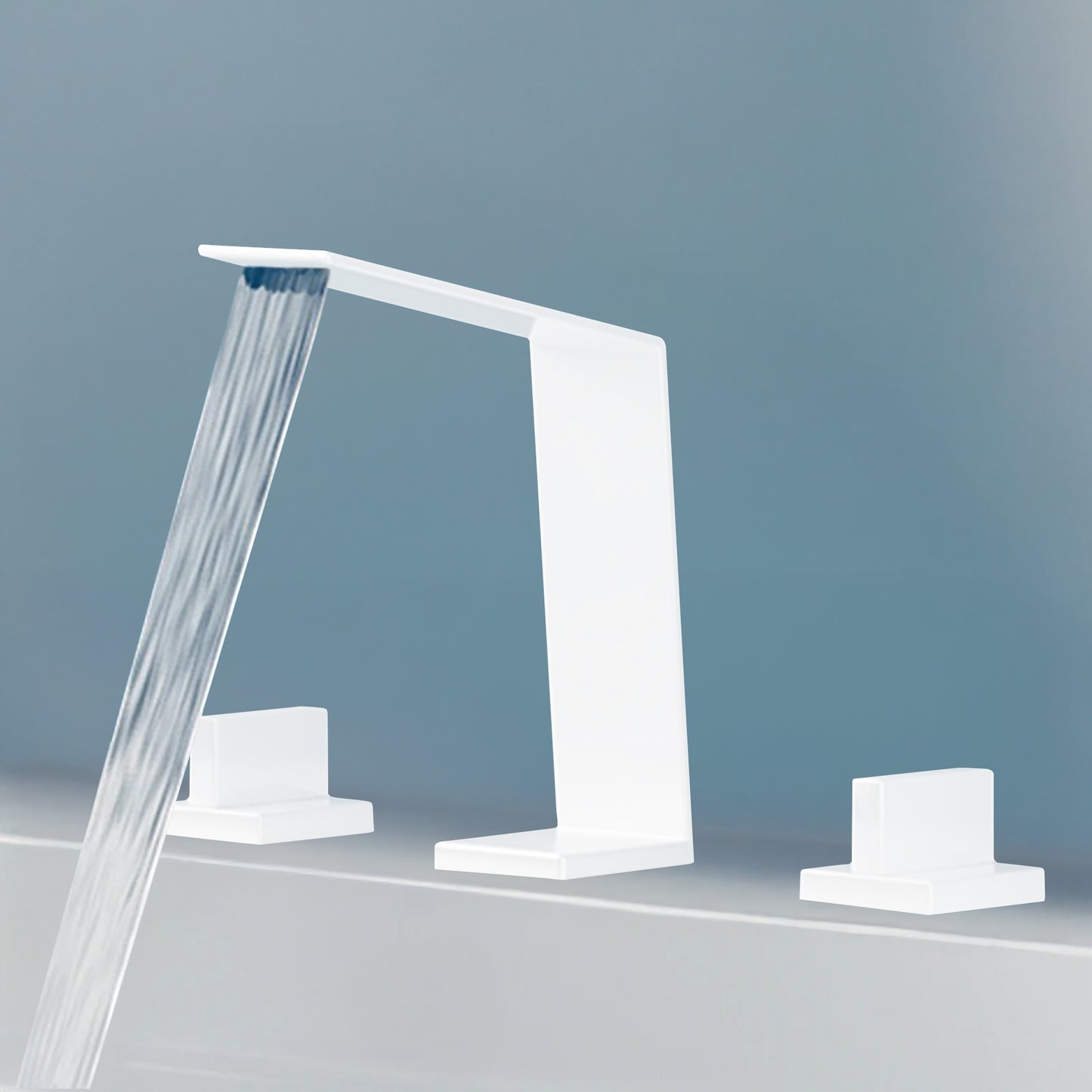 Fontana Duronia Deck Mounted Dual Handle Matte White Sink Faucet