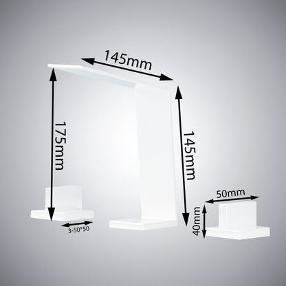 Fontana Duronia Deck Mounted Dual Handle Matte White Sink Faucet