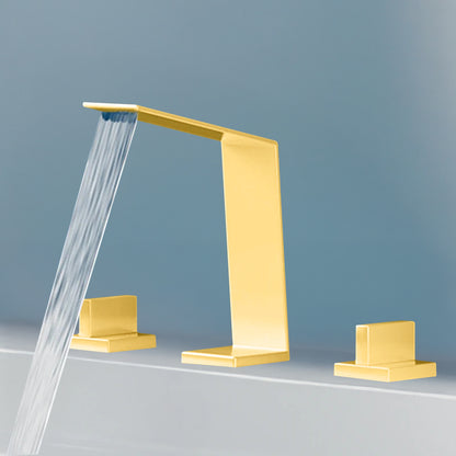 Fontana Duronia Deck Mounted Dual Handle Polished Gold Sink Faucet