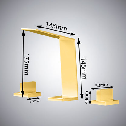 Fontana Duronia Deck Mounted Dual Handle Polished Gold Sink Faucet