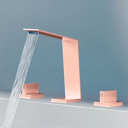 Fontana Duronia Deck Mounted Dual Handle Rose Gold Sink Faucet