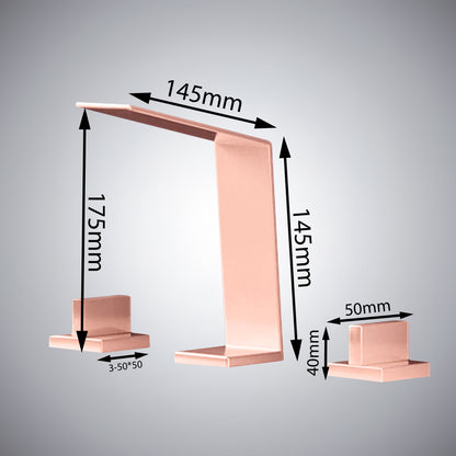 Fontana Duronia Deck Mounted Dual Handle Rose Gold Sink Faucet