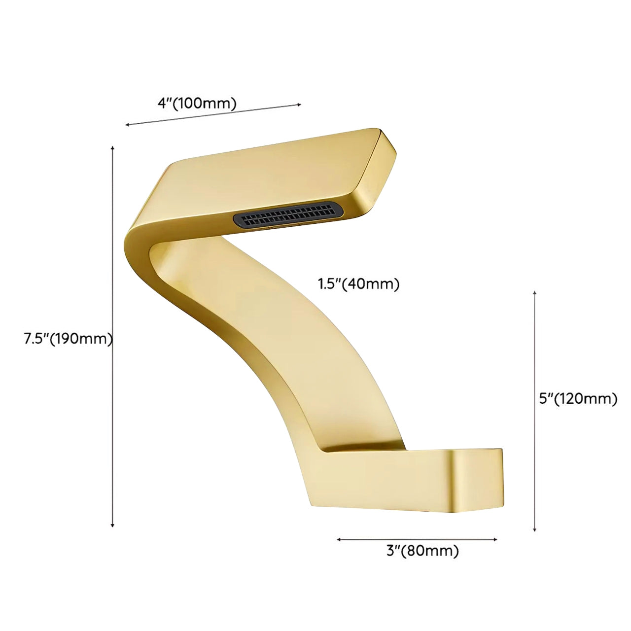 Fontana Epernay Unique Waterfall Single Hole Touchless Gold Faucet