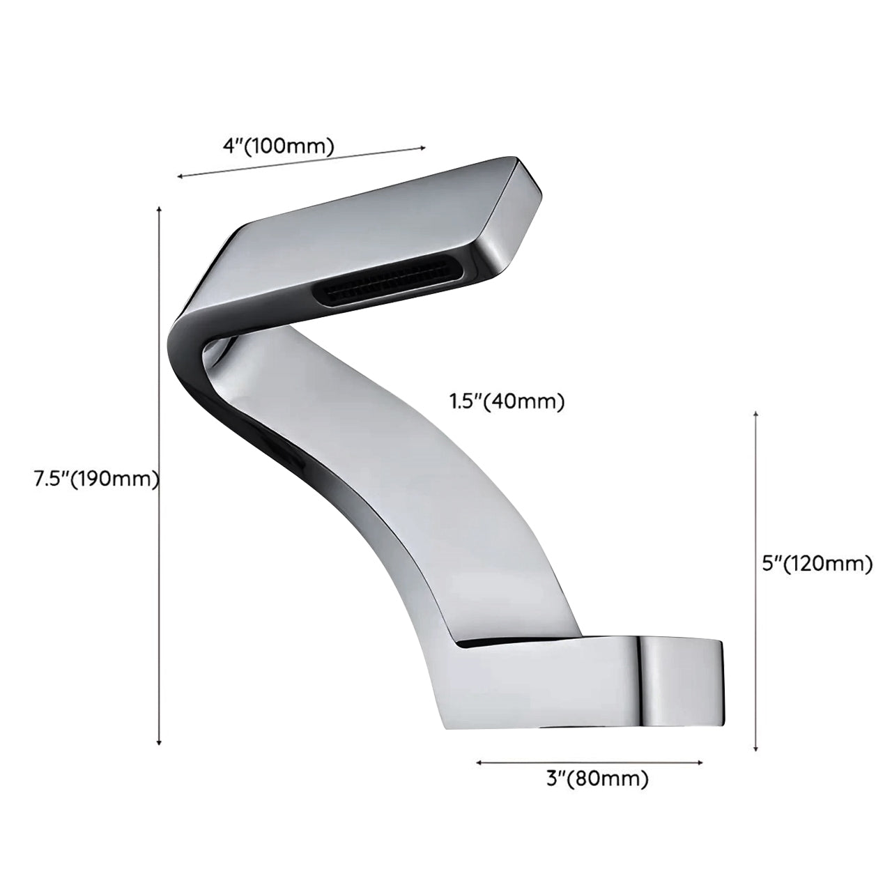Fontana Epernay Unique Waterfall Single Hole Touchless Silver Gray Faucet