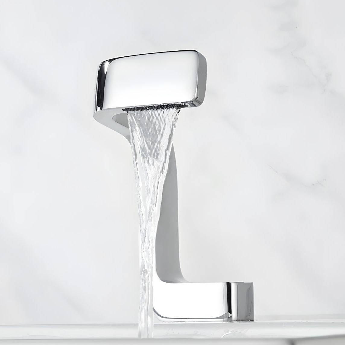 Fontana Epernay Unique Waterfall Single Hole Touchless White Silver Faucet