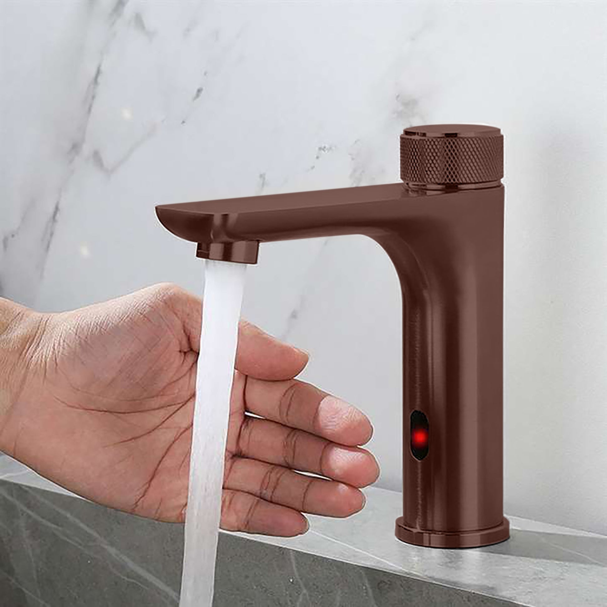 Fontana Evian Touchless Thermostatic Deck Mounted Oil Rubbed Bronze Sink Faucet With Hot & Cold Water Mixer