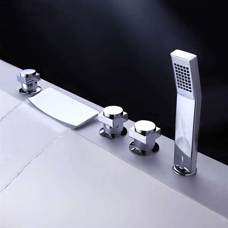 Fontana F-Y-8004 Triple Handle Chrome Bathtub Faucet