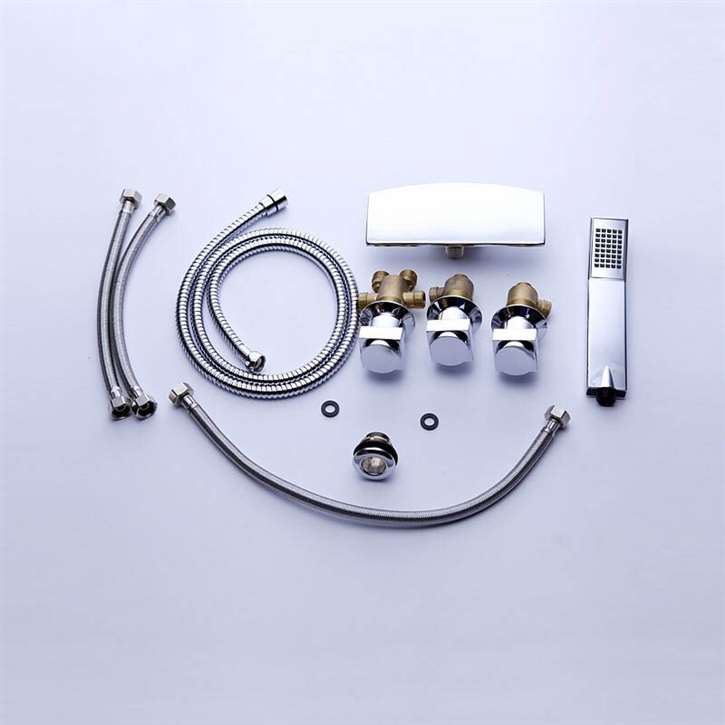Fontana F-Y-8004 Triple Handle Chrome Bathtub Faucet