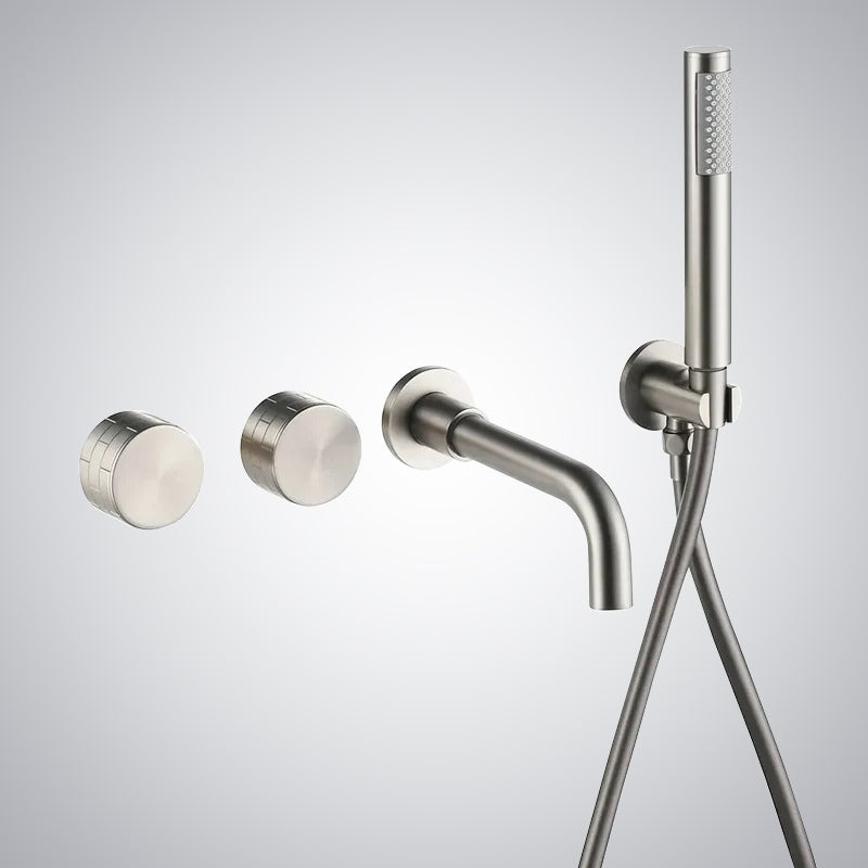 Fontana Faedo Multi Function Wall Mounted Brushed Nickel Bathtub Faucet