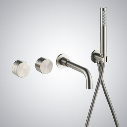 Fontana Faedo Multi Function Wall Mounted Brushed Nickel Bathtub Faucet