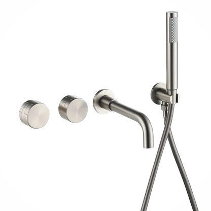 Fontana Faedo Multi Function Wall Mounted Brushed Nickel Bathtub Faucet
