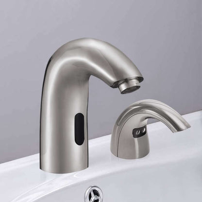 Fontana Florence Touchless Automatic Commercial Sensor Brushed Nickel Faucet and Soap Dispenser