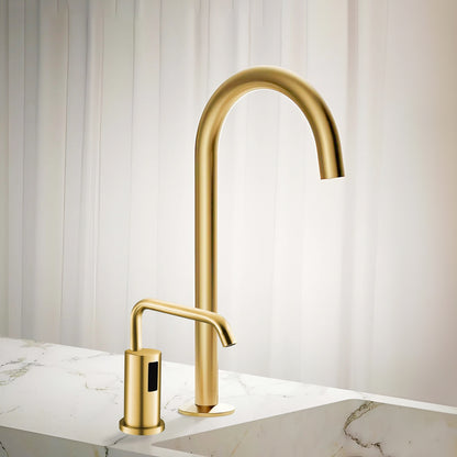 Fontana Geneva Touchless Motion Sensor Gold Faucet and Automatic Soap Dispenser