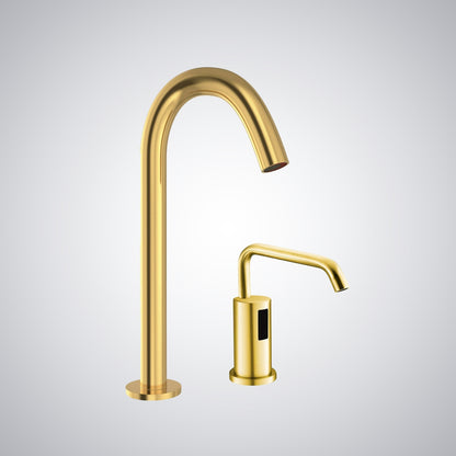 Fontana Geneva Touchless Motion Sensor Gold Faucet and Automatic Soap Dispenser