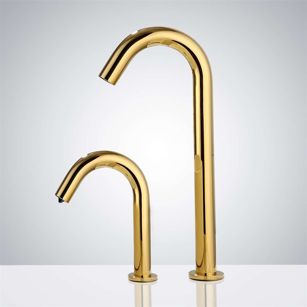 Fontana Gold Slim Design Faucet and Automatic Deck Mount Soap Dispenser