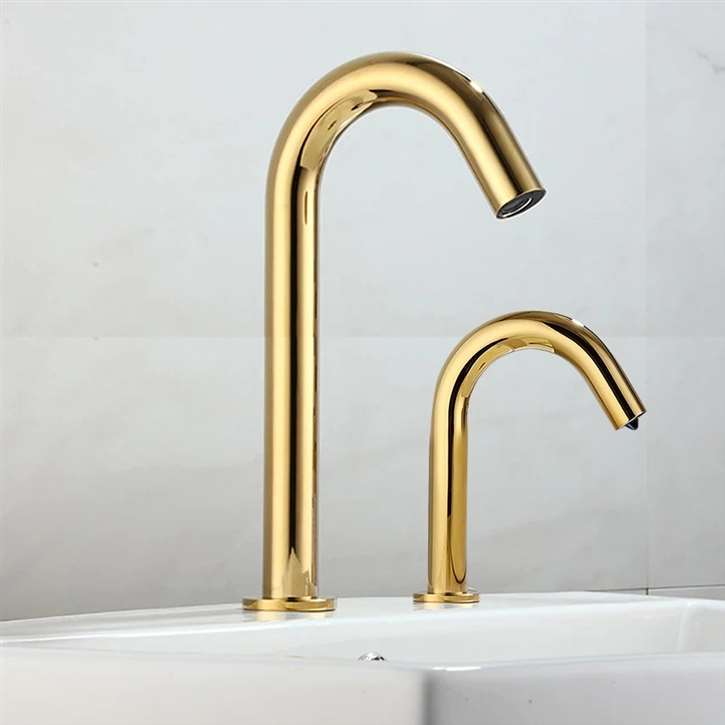 Fontana Gold Slim Design Faucet and Automatic Deck Mount Soap Dispenser