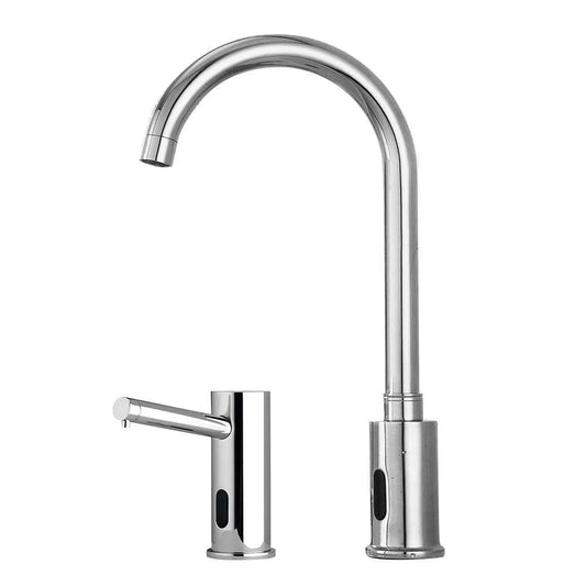 Fontana Gooseneck Dual Commercial Automatic Sensor Chrome Faucet and Soap Dispenser