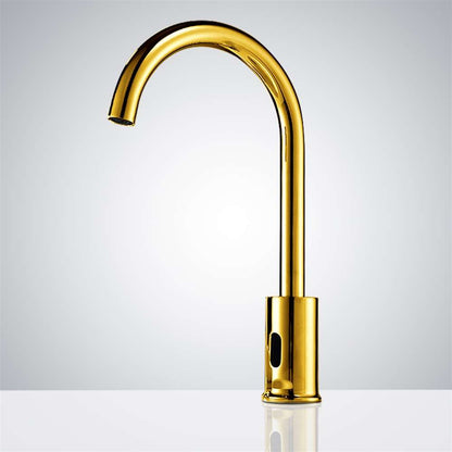Fontana Gooseneck Dual Commercial Automatic Sensor Gold Faucet and Soap Dispenser