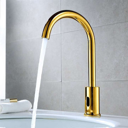 Fontana Gooseneck Dual Commercial Automatic Sensor Gold Faucet and Soap Dispenser