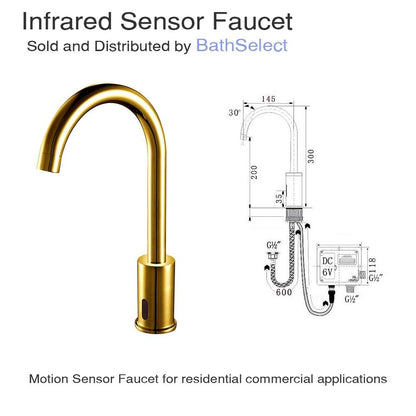 Fontana Gooseneck Dual Commercial Automatic Sensor Gold Faucet and Soap Dispenser