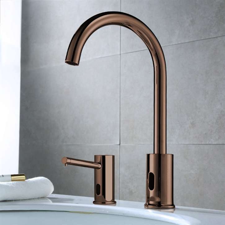 Fontana Gooseneck Dual Commercial Automatic Sensor Light Oil Rubbed Bronze Faucet and Soap Dispenser
