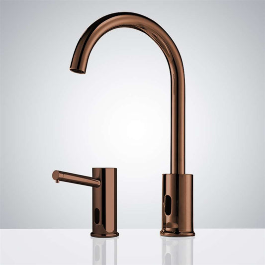 Fontana Gooseneck Dual Commercial Automatic Sensor Light Oil Rubbed Bronze Faucet and Soap Dispenser