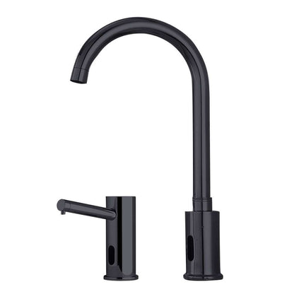 Fontana Gooseneck Dual Commercial Automatic Sensor Matte Black Faucet and Soap Dispenser