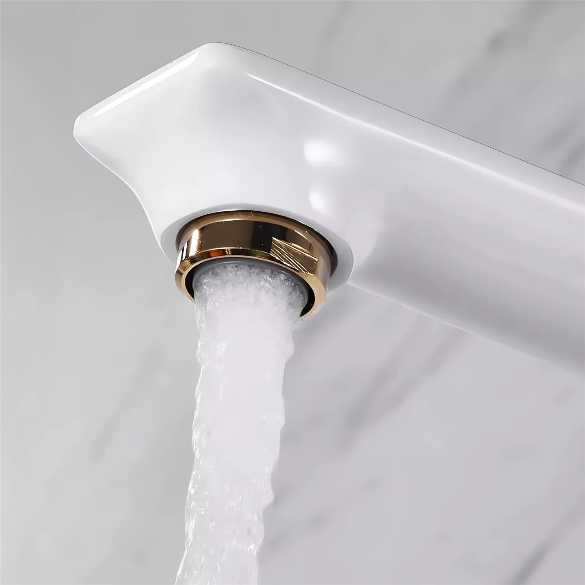 Fontana Huelva Water Mixer Crane Deck Mounted White Gold Faucet