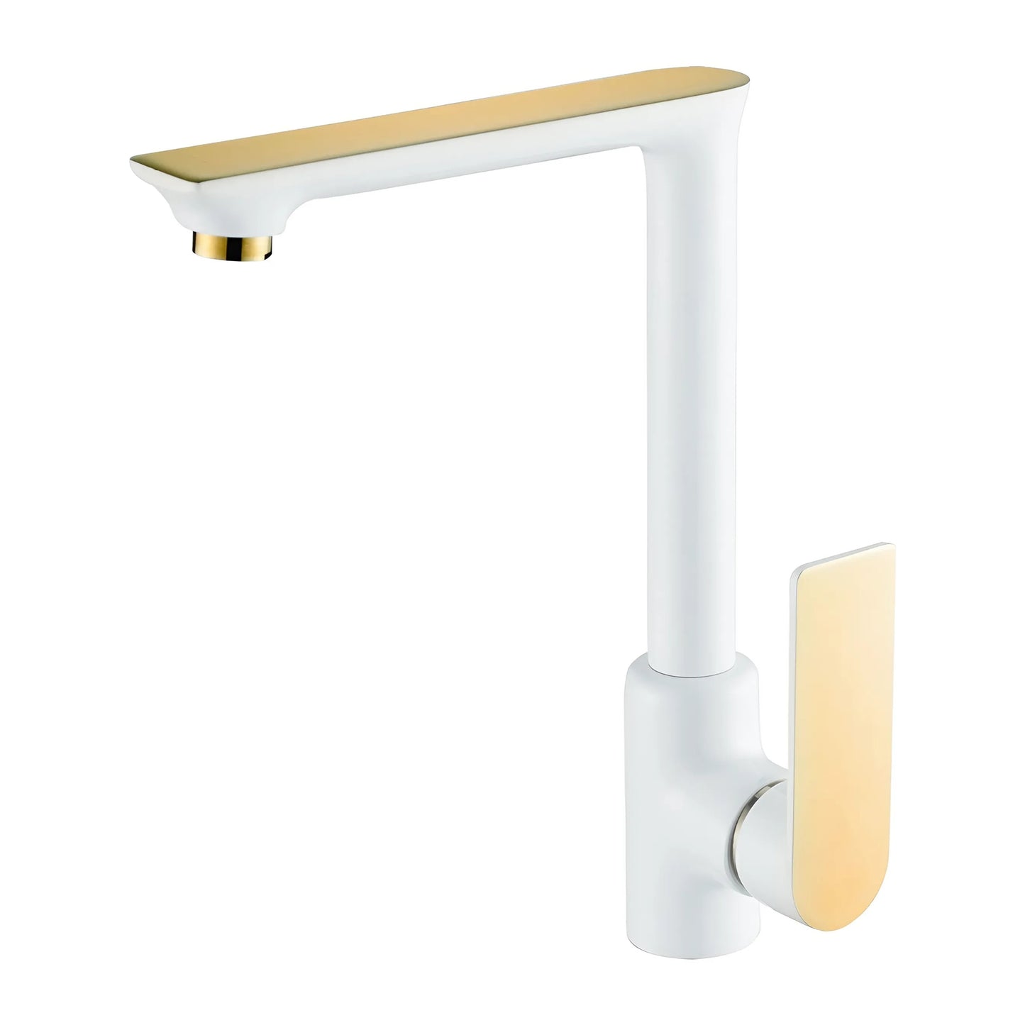 Fontana Huelva Water Mixer Crane Deck Mounted White Gold Faucet