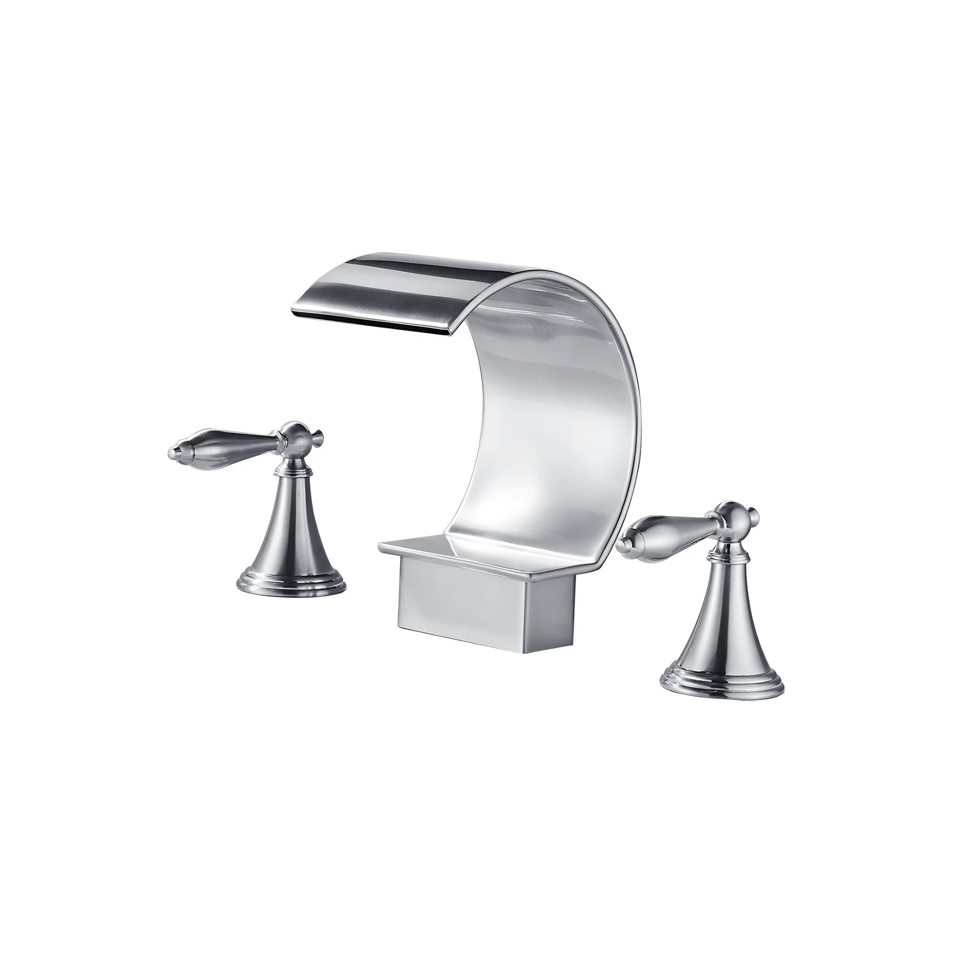 Fontana Isere 1.2 GPM Two Handle Deck Mounted Brushed Nickel Thermostatic Waterfall Faucet